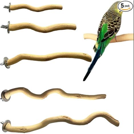 Wooden Perches for Birds, Branches Bird Cage, Natural Parrots, Cockatiels, Canaries (1/5)