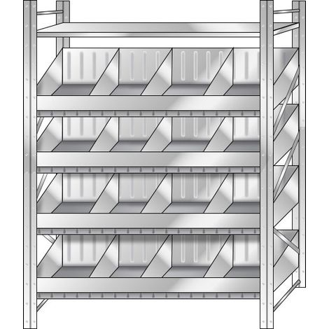 BRB Schüttgutregal verzinkt mit 16 Abteilen, HxBxT 2x1290x525 mm, 4 Ebenen (1/2)