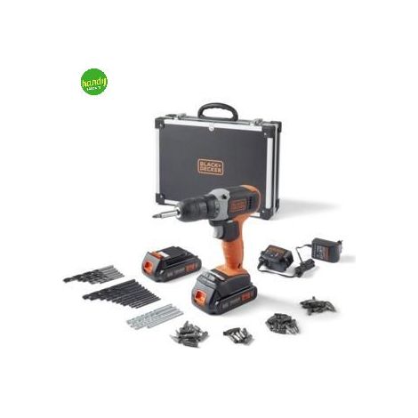 Trapano/Avvitatore Black + Decker 18V + 2 x 1,5Ah con valigetta e 72 accessori (1/5)