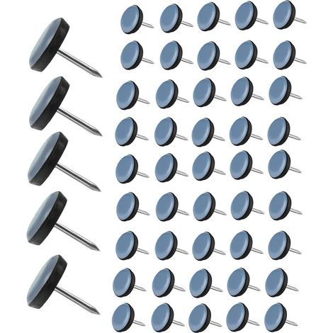 50 Pièces Patin Chaise Teflon à Clouer 19mm Ronde Patins de Meubles en Teflon PTFE Patin de Chaise avec Clou Teflon Patins de Chaise Feutre à clouer pour Chaise Canapé Bureau Table (1/5)