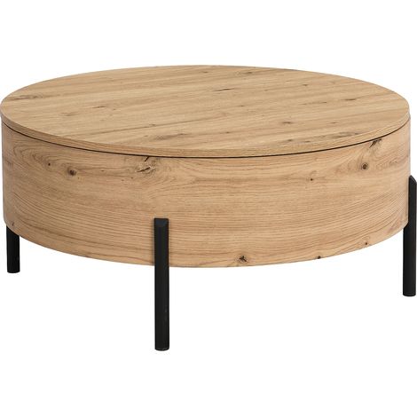TavoLino con piano girevole e contenitore portaoggetti in MDF Naturale - YEMELIA (1/5)