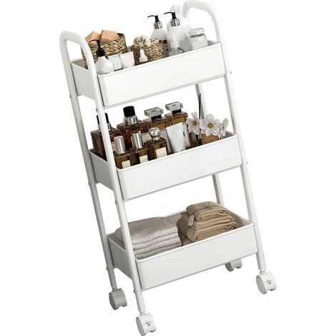 3-stöckiger Servierwagen, Mehrzweck-Aufbewahrungsregal mit Rollen für Schlafzimmer, Küche, Büro, Studentenwohnheim (1/5)