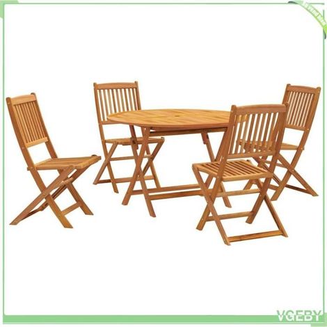 Ensemble de salle à manger de jardin - FAFEICY - 3203353 - Bois d'acacia massif - Pliable - Trou pour parasol - 4 places (1/5)