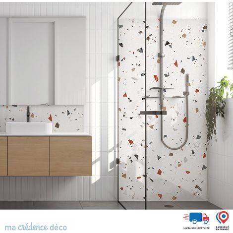 Panneau de douche : Terrazzo di Vernaza - Couleur Ocre rouge - Alu composite - 90 - 245 (1/5)
