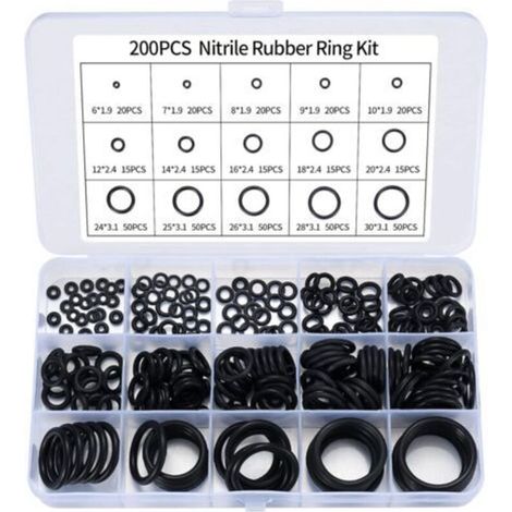 Assortiment de 200 joints toriques en caoutchouc nitrile pour robinet de cuisine, plomberie, joints toriques en caoutchouc