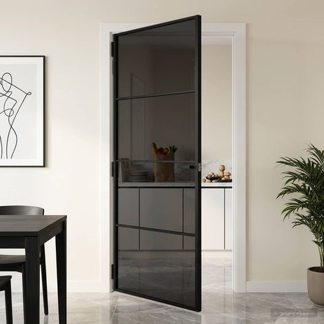 vidaXL Porta Interna 93 x 201,5 cm Vetro Temperato e Alluminio (1/5)