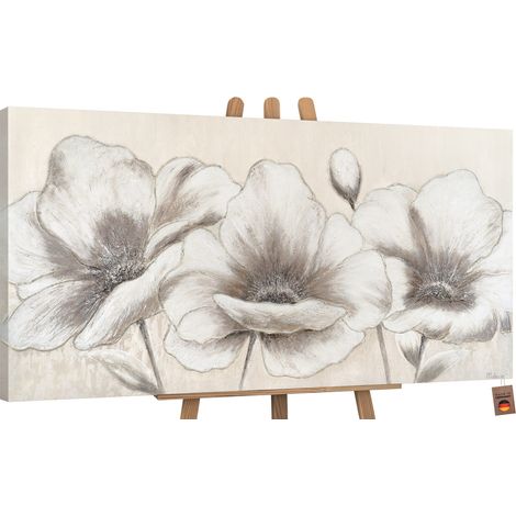 Handgemalte Gemalte bilder mit Grau Blumen 120x60 cm (1/5)