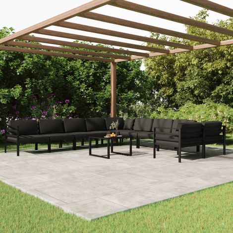 11-tlg. Garten-Lounge-Set mit Kissen Aluminium Anthrazit (1/5)