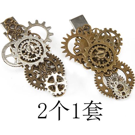 Retro gear hair clip, steampunk border clip, Lolita accessories, gothic headpiece (1/5)