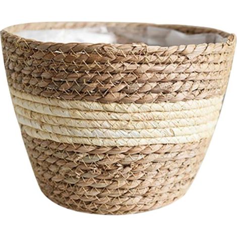 Panier en herbe naturelle pour plantes, pot à fleurs tissé main, panier de rangement en osier pour intérieur/extérieur, décoration maison et jardin (1/5)