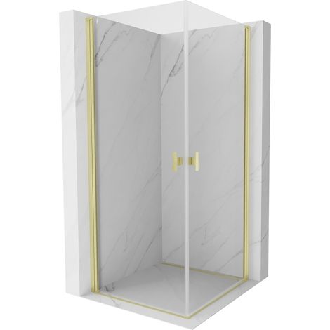 Mexen Mist-B Duo cabine de douche avec porte battante 80 x 80 cm, transparent, or brossé - 8A2-080-080-55-00 (1/5)