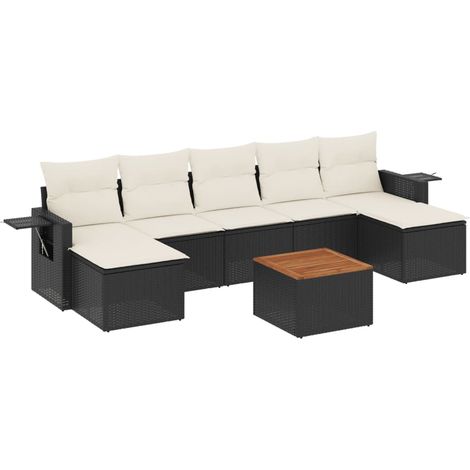 vidaXL Set Divani da Giardino con Cuscini 8 pz Nero in Polyrattan (1/5)