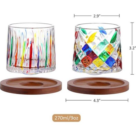 Verre À Whisky - Cristal Sans Plomb - 270 Ml - Hauteur 8 Cm - Diamètre 7,5 Cm - Lot De 2 (1/5)