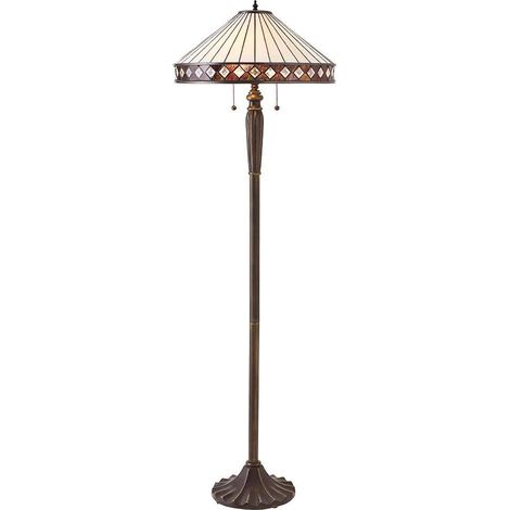 Interiors Fargo - Lampada da terra a 2 luci Bronzo scuro, Vetro Tiffany, E27 (1/4)