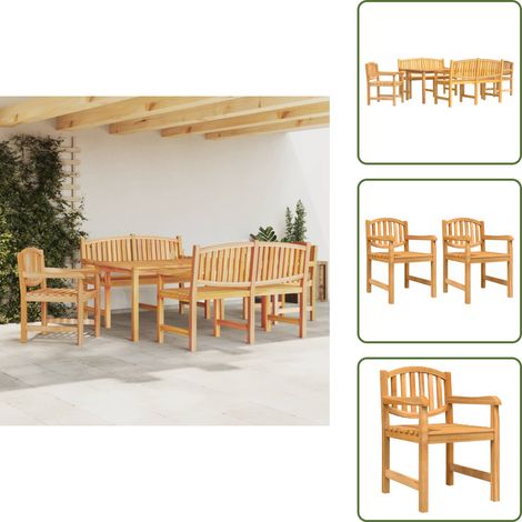 Ensemble à manger de jardin 5pcs Bois de teck massif - Meubles De Jardin - Salon De Jardin - Table De Jardin - Chaises De Jardin - Banc De Jardin (1/5)