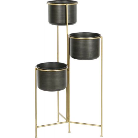 Cache-pot design moderne en or et noir pour élégance - Noir doré élégant et contemporain (1/5)