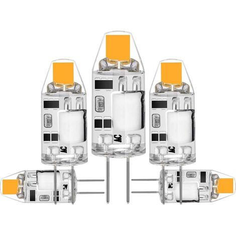 Pack of 5 G4 2W LED bulbs - replaces 20W halogen bulbs - warm white 3000K - 200lm - 12V AC/DC G4 - no flicker - dimmable [energy class F] (1/5)
