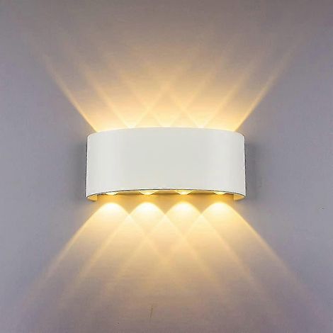 Applique murale LED d'intérieur 2024, lampe murale LED moderne 8 W blanche étanche en aluminium pour intérieur/extérieur