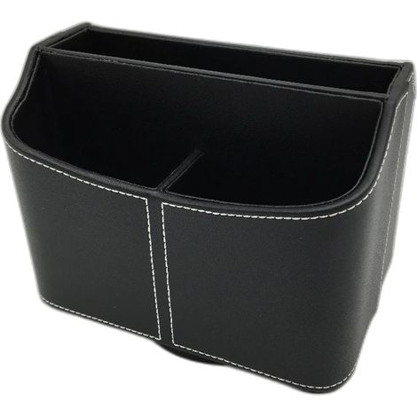 Organiseur de bureau pivotant à 360° en cuir PU noir - Étagère de rangement rotative à 5 compartiments (1/5)
