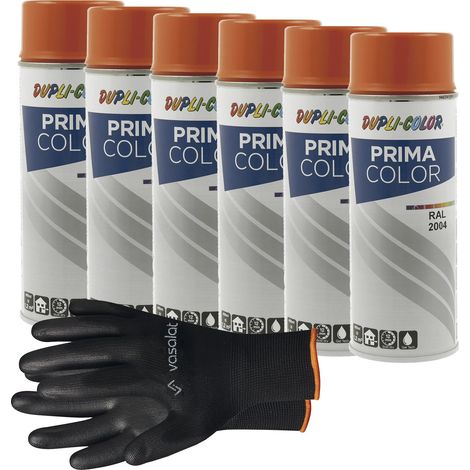 vasalat Dupli-Color Lackspray reinorange glänzend RAL 2004 - Sprühlack für Metall, Kunststoff und Holz - wetterfeste Sprühfarbe für den Innen- und Außenbereich UV -beständig, 6 Stück