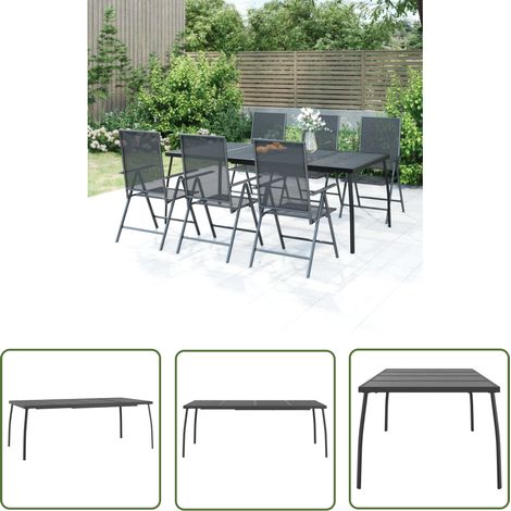 The Living Store Gartentisch Anthrazit 200x100x72 cm Stahlgitter - Gartentisch - Esstisch - Outdoor Möbel - Terrassenmöbel - Balkonmöbel (1/5)