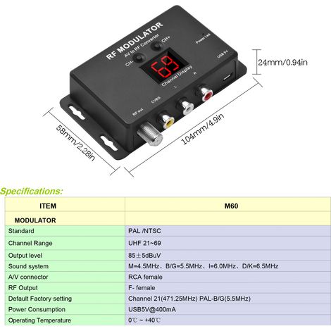 Modulateur RF M60 AV vers convertisseur (1/5)