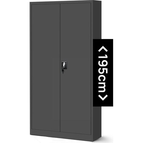 Jan Nowak Aktenschrank C001H Büroschrank Metallschrank Stahlschrank Werkzeugschrank Stahlblech Pulverbeschichtet Flügeltürschrank Abschließbar 195 cm x 90 cm x 40 cm - anthrazit (1/5)