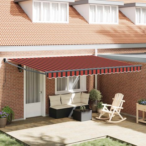 Toldo retráctil Naranja y Marrón 450 x 300 x 165 cm