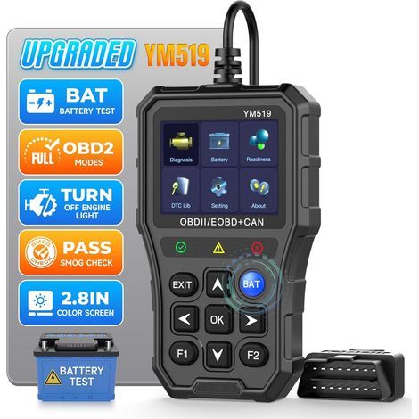 Erweiterter universeller OBD2-Scanner mit Batterietester, Motorfehlercode-Lesegerät, CAN-Diagnosegerät zum Lesen und Löschen von Fehlercodes (1/5)