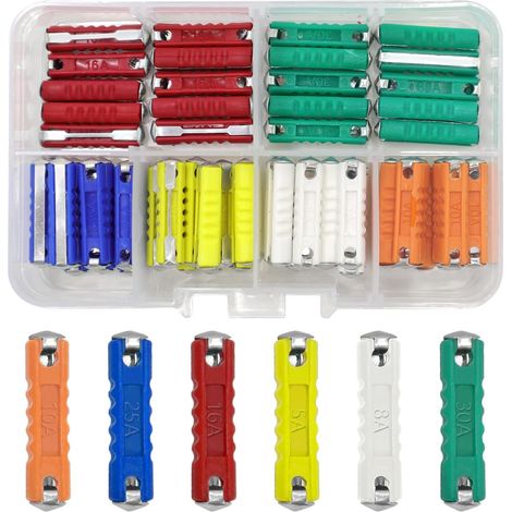 Pièces Fusible Torpille Set Fusibles Automobile Multicolores 5A 8A 10A 16A 25A 30A Micro Fusible Convient aux Européens Voitures Anciennes (1/5)