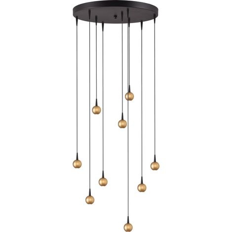 Lampe suspendue à 9 lampes Talana noir avec or Ø 50cm DTW - 2412-05-02-50-9 (1/3)