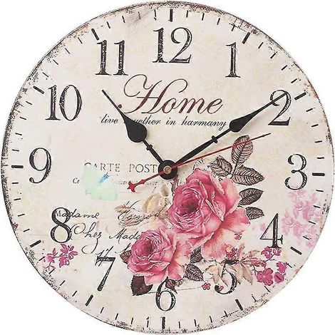 Horloge murale vintage silencieuse en bois de 30 cm (12 pouces), sans tic-tac. (1/5)