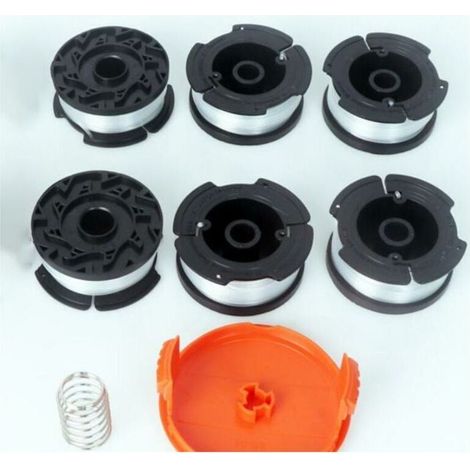 BLACK+DECKER AF-100-3ZP Ersatzspulensatz Nylon-Trimmerkopf, Mähfaden, Trimmerseil (Mähseil × 6 + Abdeckung × 1 + Feder × 1),