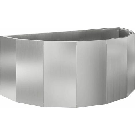 Fioriera semi-rotonda moderna da esterno 90 x 45 x 35 cm design estetico in acciaio zincato argento 020052934