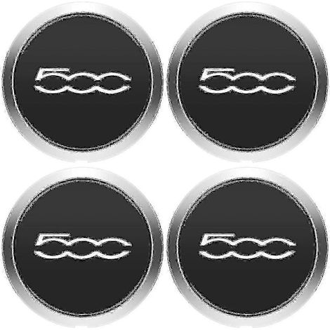 Lot de 4 enjoliveurs de 133 mm pour Fiat 500, références 68078419AC et 68078421AC, cache-poussière argenté, référence 51884863 (1/5)