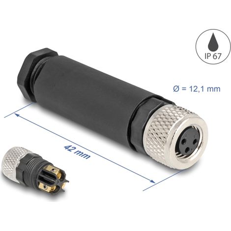 Delock M8 Conector codificado A de 3 pines hembra para montaje con conexiÃ³n por tornillo