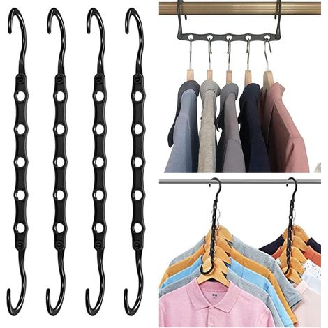 Cintre gain de place 4 pièces - Organisateur dressing noir (1/5)