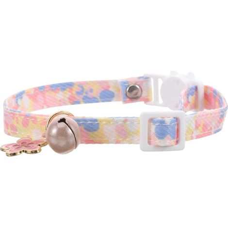 Lindo collar para gato con cascabel, collar para mascotas de 5 piezas, colgante de flor ajustable (1/5)