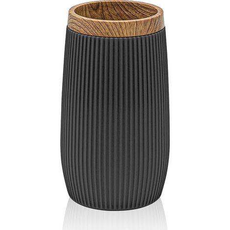 Porta spazzolino da denti Nero dettagli effetto legno Blob (1/4)