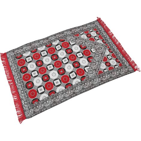 Tapis de prière musulman fin, portable, en coton, rectangulaire, pour la maison et le salon, rouge (1/5)