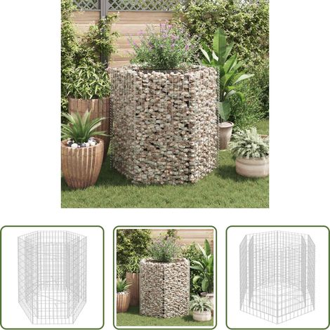 Steinkorb - Sechseckiges Gabionen-Hochbeet 100×90×100 cm (1/5)