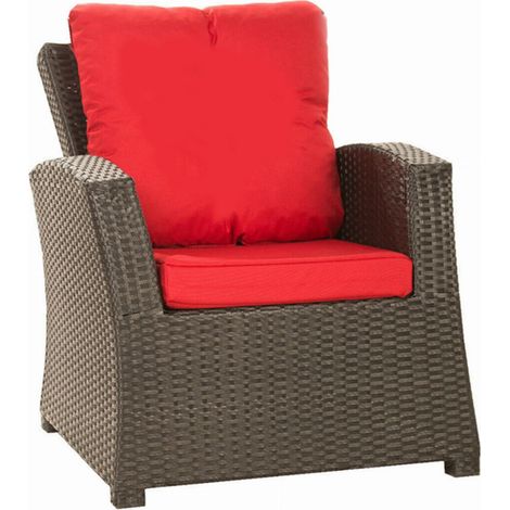Coussins de fauteuil tressé en résine 56x52x7+56x50 1 pièce Coussin l'extérieur Rouge Coussin de jardin coussin de chaise à dossier haut