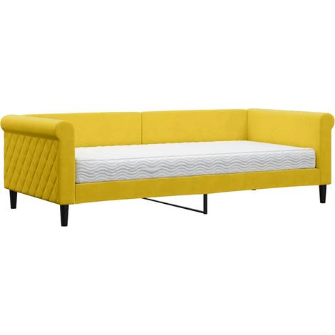 Maison Exclusive - Divano Letto con Materasso Giallo 90x200 cm in Velluto