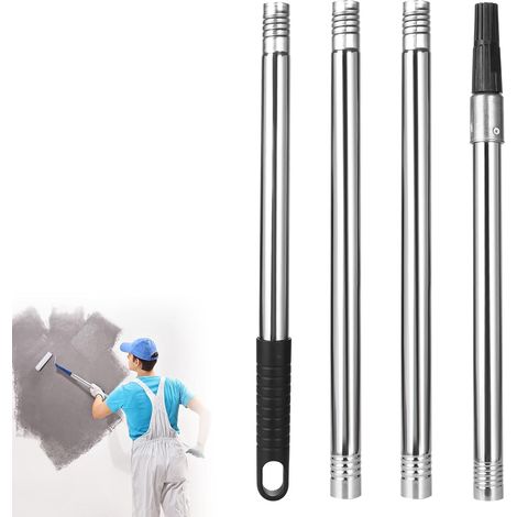 Poteau Extension Télescopique 1,6m, Acier Inoxydable, Léger, avec Adaptateur Conique, pour Peinture et Fenêtres