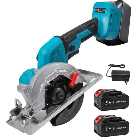 Scie circulaire, lame de 125 mm, moteur sans balais, Avec 2×Batterie (1/2)
