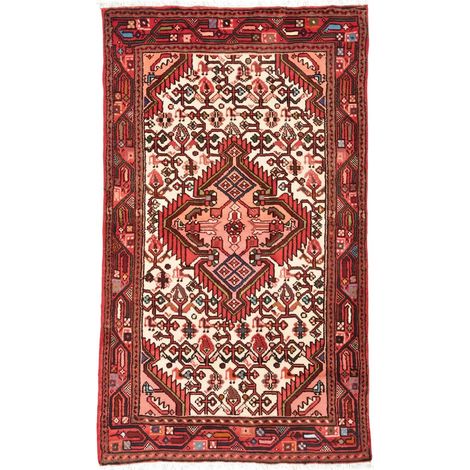 Tapis d'orient 71 x 122 cm, motif oriental, crème, rose et rouge, pure laine nouée à la main, d'Iran (1/5)