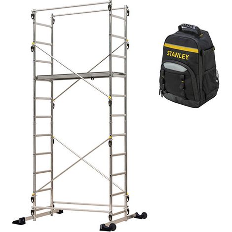 Trabattello domestico - Altezza di lavoro max. di 4.35m + Zaino di cantiere - 238703-SAC