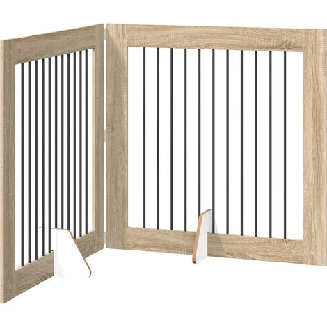 Foldable Dog Gate with Stands 2 pcs Sonoma Oak 200.5 cm vidaXL