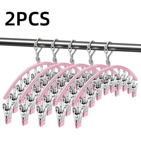 Set da 2 pezzi - appendiabiti - clip per calzini - appendiabiti - accessori per riporre - adatto per asciugare calzini e biancheria intima - rosa - 4124,5 cm