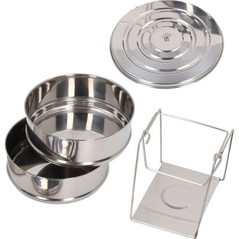Dampfgarer aus Edelstahl 304, 2-stöckig, stapelbar, mit Deckel, für die Küche (1/5)